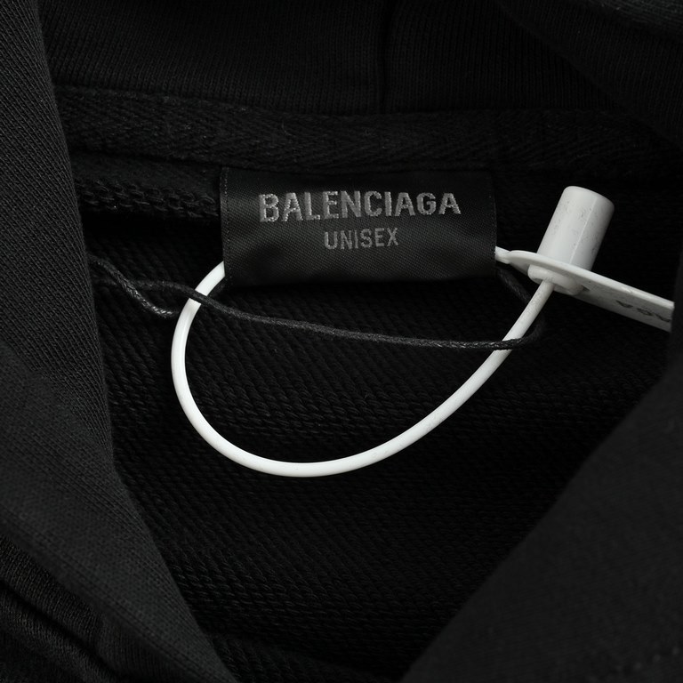 .Balenciaga  Balenciaga 23Fw front and back embroidered logo washed hooded sweatshirtCotton soft sweater fabric, color contrast dye fabric, front and back logo embroidery, high-density embroidery, hand sprayed old gradie