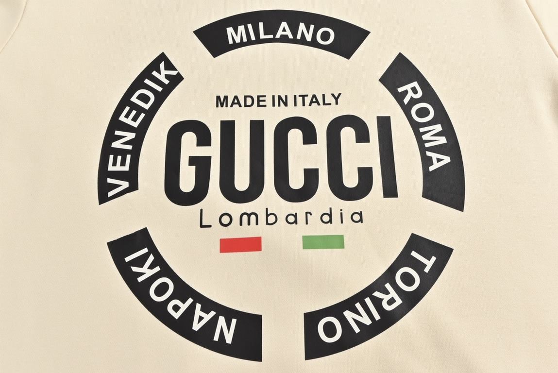 GucciGucci 23Fw Circle Letter Printed Crew Neck SweatshirtFabrics using 400 grams of cotton, customized 32 threads, clothing two times at the wash, the fabric is comfortable and skin-friendly without strange feeling, cus