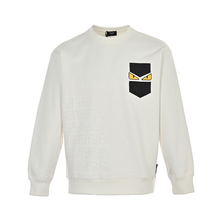 Fendi 23Fw Little Monster Embroidered Eyes Crew Neck SweatshirtCustom woven 100% knitted cotton production, high grams of dense texture of the terry cotton fabric, comfortable and breathable body and has a soft touch to 