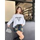 #PradaPrada 23Fw Embroidered Logo Crew Sweatshirt Top