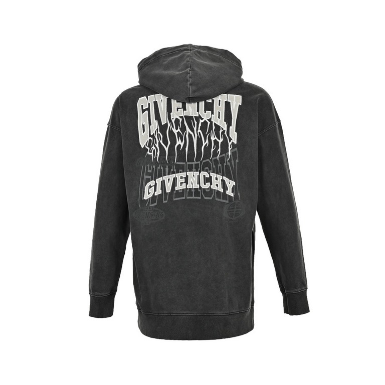 GIVENCHY Givenchy 23Fw Washed Embroidered Printed Hooded SweatshirtThe use of 380 grams of 100% cotton professional fried color fabrics, the upper body drape full, front and back of Givenchy letters printed all through t