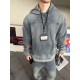 #BalenciagaBalenciaga Washed Hooded Denim Sweatshirt Top