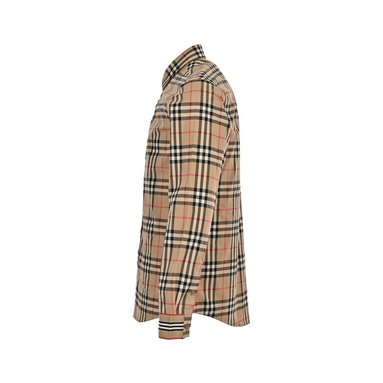 BurberryBurberry Classic Placket Cuffs Striped Webbing Check ShirtThe fabric is made of double stranded 80 count woven twill fabric, checkered counterpoint, yarn fixed weaving and dyeing, each independent size is positio