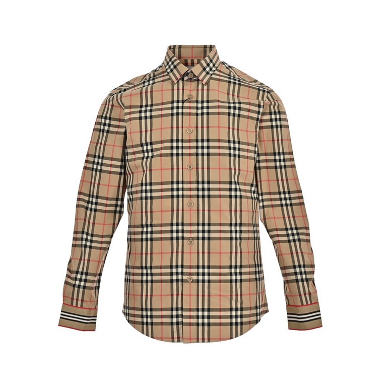 BurberryBurberry Classic Placket Cuffs Striped Webbing Check ShirtThe fabric is made of double stranded 80 count woven twill fabric, checkered counterpoint, yarn fixed weaving and dyeing, each independent size is positio