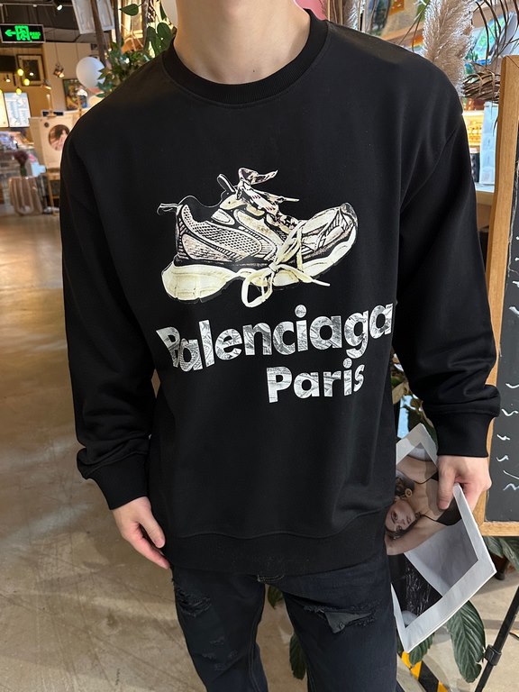 #BalenciagaBalenciaga 23Fw Shoe Print Crew Sweatshirt Top