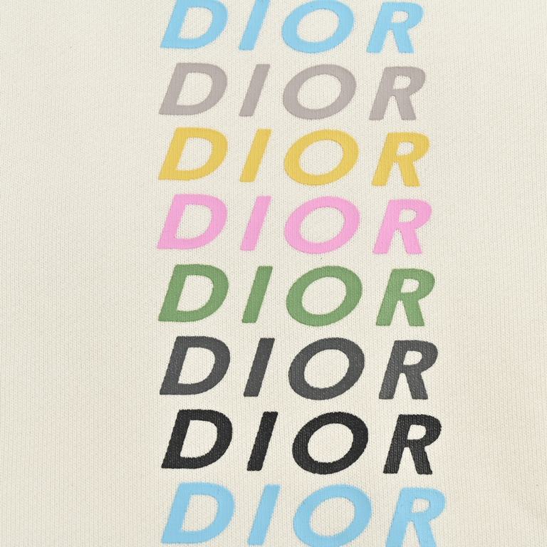 DiorDior 23Fw Runway Color Label Printed Hooded SweaterDiorDior 23Fw show models color logo printing hooded sweatshirtCotton terry double stranded sweater fabric, color dyeing fabric, ultra-fine flat screen printing proc