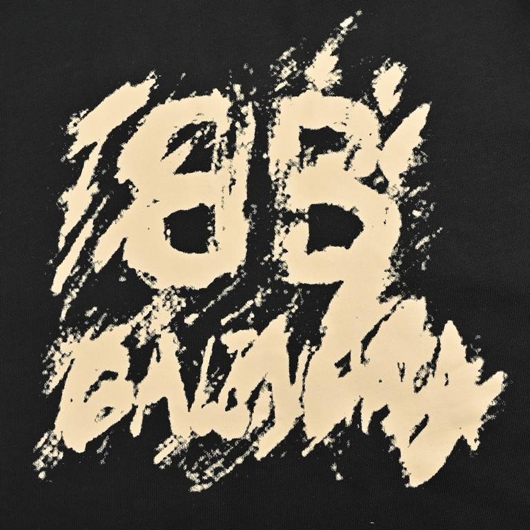 BalenciagaBalenciaga 24ss blurred double B graffiti letters crew neck sweatshirtCotton terry double strand sweater fabric, color contrast dyeing fabric, ultra-fine flat screen printing process, with the blur printing log