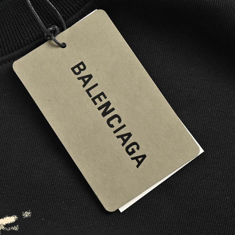 BalenciagaBalenciaga 24ss blurred double B graffiti letters crew neck sweatshirtCotton terry double strand sweater fabric, color contrast dyeing fabric, ultra-fine flat screen printing process, with the blur printing log