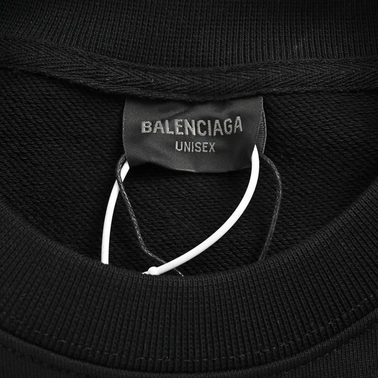 BalenciagaBalenciaga 24ss blurred double B graffiti letters crew neck sweatshirtCotton terry double strand sweater fabric, color contrast dyeing fabric, ultra-fine flat screen printing process, with the blur printing log