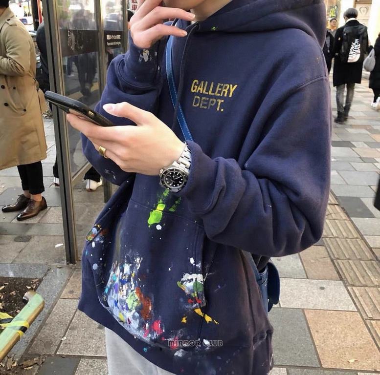 #Gallery Dept 22Fw English Letter Graffiti Painted Hooded Sweatshirt Top