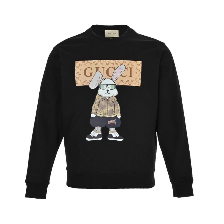 .Gucci  Gucci 23Fw glasses rabbit print round neck sweaterThe market high version of the fabric combed cotton sweater fabric weight up to 400 grams, printing using three-dimensional technology, high-density number of nee