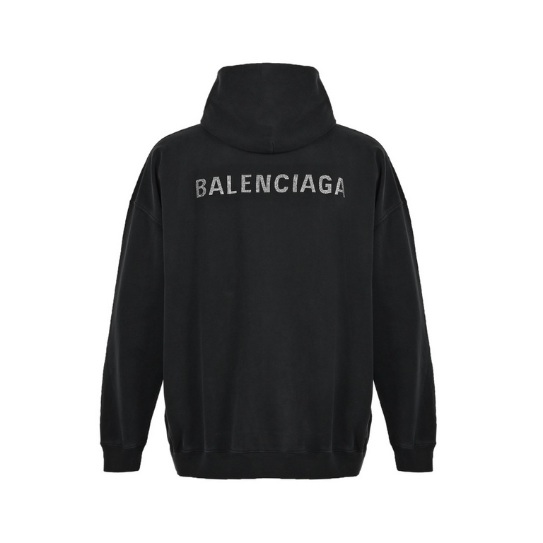 Balenciaga  Balenciaga 23Fw back rhinestone letters logo rhinestone sweaterImported ironing process Swarovski rhinestone gloss full of distinction between the market and the original version of the difference between the