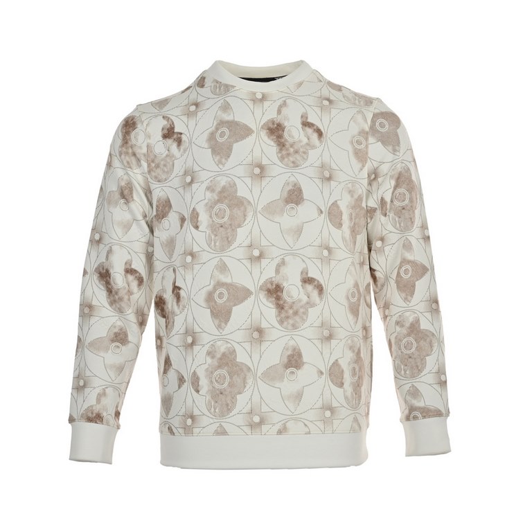 Louis VuittonLouis Vuitton 23Fw Rendered Old Flower Dark Print Crew Neck SweatshirtColor light grayFabric 400 grams of double-stranded terry fabric Custom 32 threads Washed twice in the garment Fabric is comfortable and 