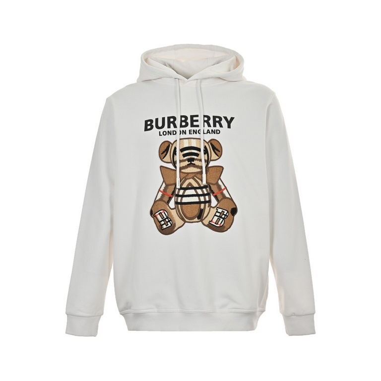 BurberryBurberry Embroidered teddy bear hooded sweatshirtCrisp and clean cotton couple's model sweatshirt The actual color is very beautiful! Give people a very clean sense of senior Chest bear embroidery pattern design 