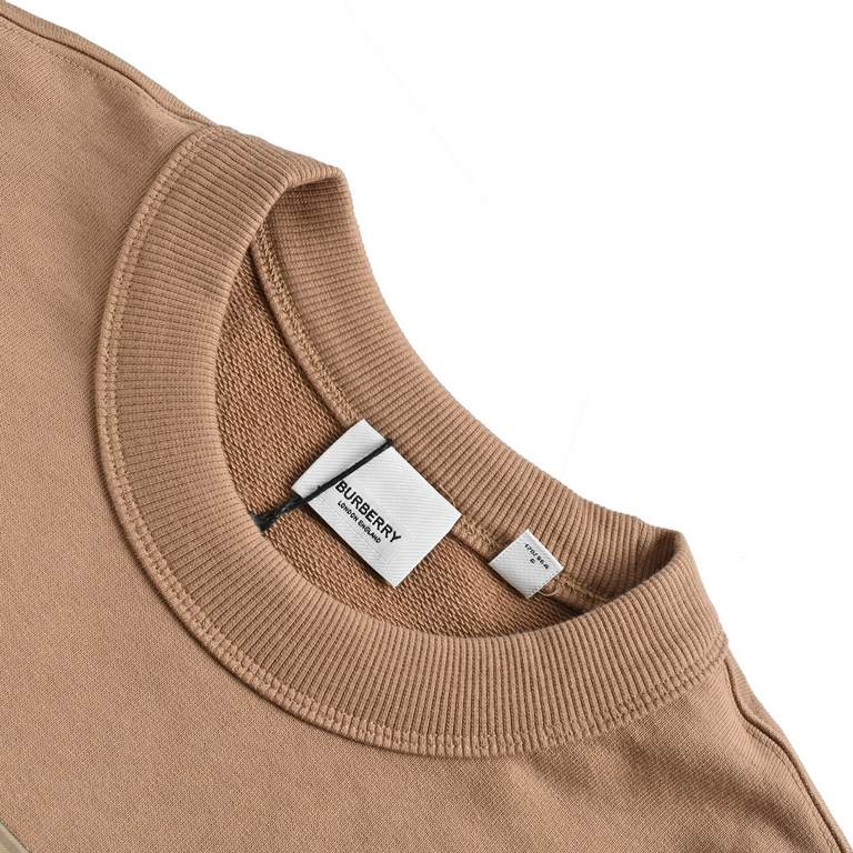 BurberryBurberry Label Patch Crew Neck SweatshirtCustomized 380g double yarn compact cotton jersey fabric, fabric custom woven and dyed, threads and body fabric color.Customized chest patch logo label, chest patch label 