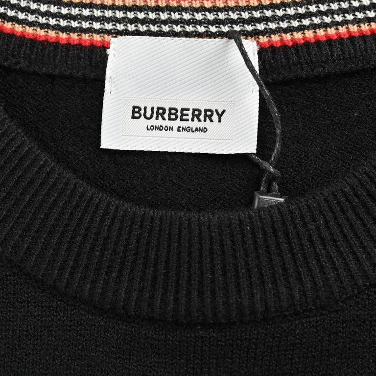 BurberryBurberry 22Fw Arm Patch Plaid Crew Neck SweaterHigh-quality wool blend fabric woven, fabric texture is solid, needle chiseling process exquisite density, extremely rich with wear skin-friendly feeling and warmth,