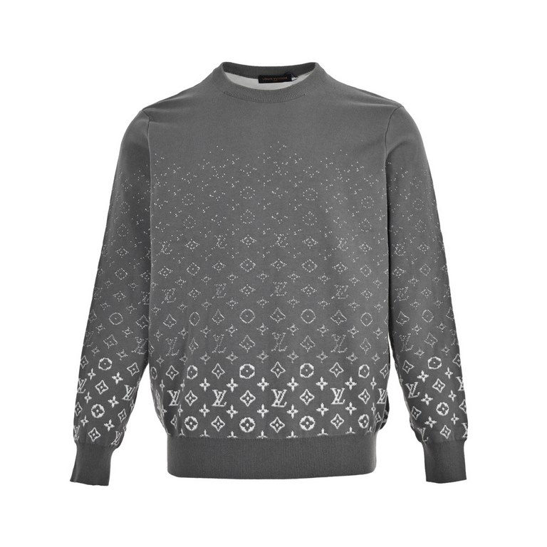 Louis VuittonLouis Vuitton 23Fw Gradient jacquard knit crew neck sweaterOriginal,300 purchase, the original office flower design, gradient jacquard process, hooded knit sweater, inserted in the pattern design, a full set