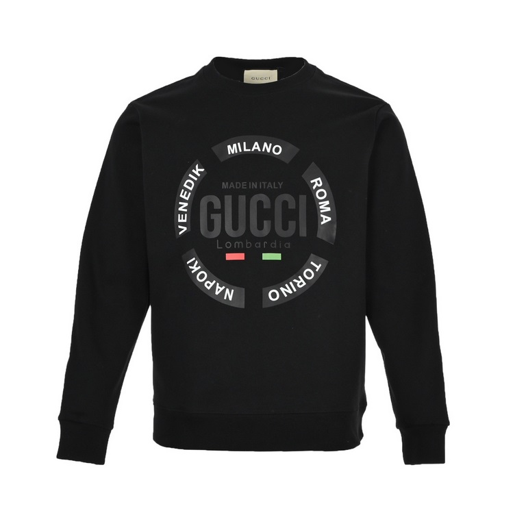 GucciGucci 23Fw Circle Letter Printed Crew Neck SweatshirtFabrics using 400 grams of cotton, customized 32 threads, clothing two times at the wash, the fabric is comfortable and skin-friendly without strange feeling, cus