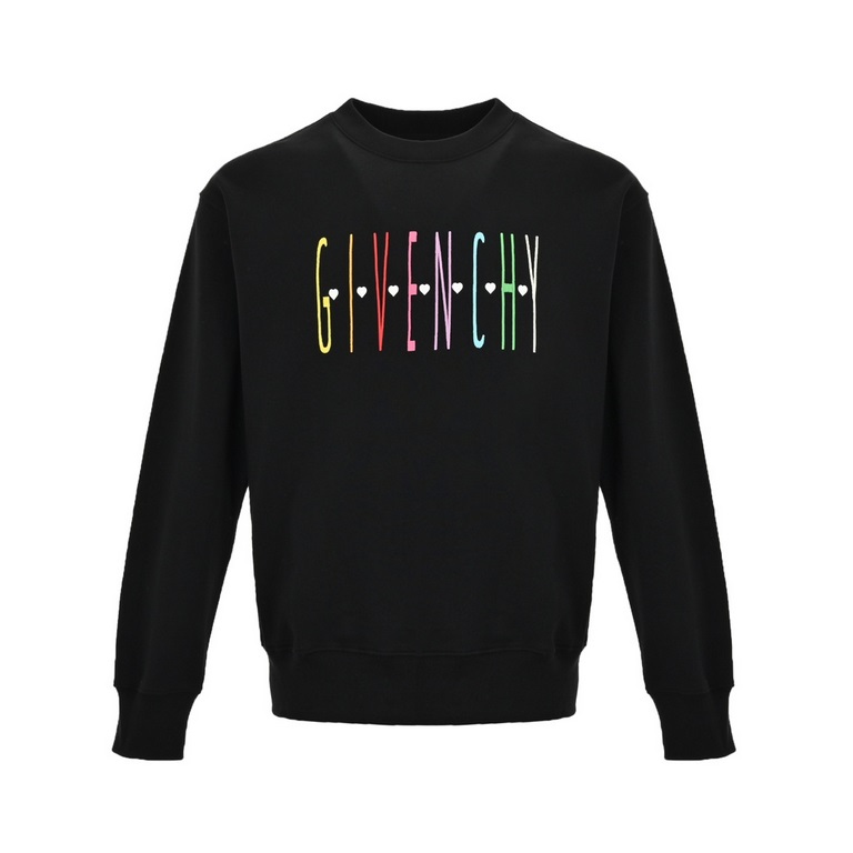 .Givenchy Givenchy 23Fw colorful letters embroidery round neck sweaterPrinted with digital printing machine direct spray high cost After many debugging plate pattern color reproduction and the original close to 99% diffe