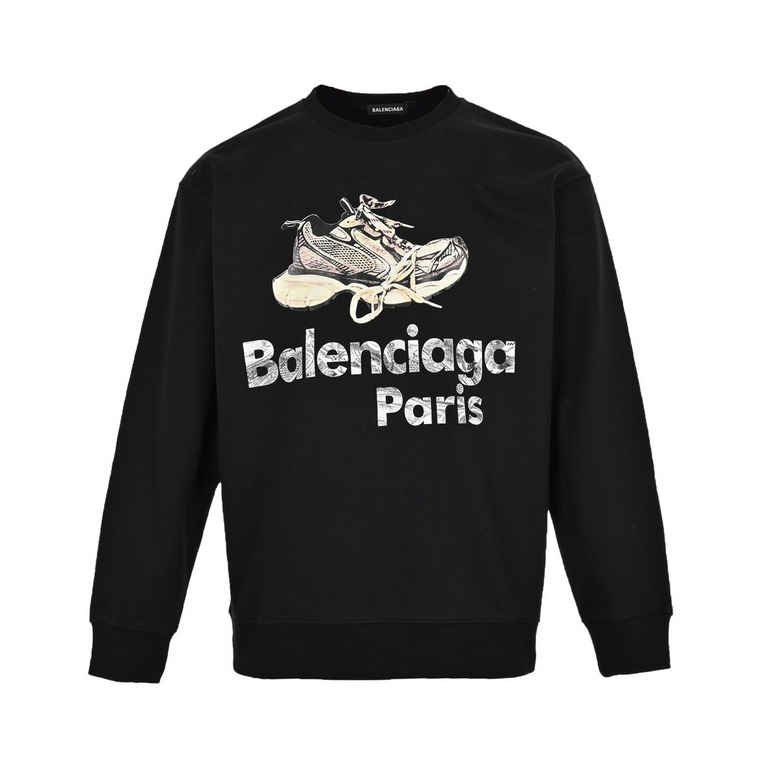 .BalenciagaBalenciaga 23Fw Shoe Print Crew Neck SweatshirtUsing 26 combed cotton   10 cotton, gram weight 420G, the fabric is made of domestic Xinjiang high-quality cotton yarn, Xinjiang cotton is recognized as the super