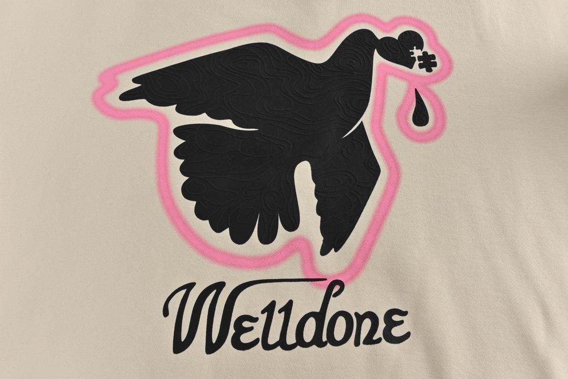 WE11 Done 23Fw Pink Trim Graffiti Dove Crew SweatshirtMade of customized 360 grams felt pearl cotton cotton brushed cotton weave backing garment washed twice Fabric is comfortable and skin-friendly with no strange feelin