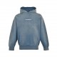 .Balenciaga  Balenciaga 23Fw front and back embroidered logo washed hooded sweatshirtCotton soft sweater fabric, color contrast dye fabric, front and back logo embroidery, high-density embroidery, hand sprayed old gradie