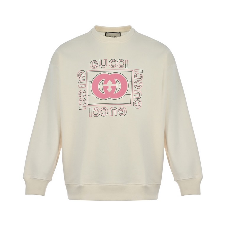 .GucciGucci 23Fw Pink Double G Monogram Print Crew Neck SweatshirtColorblocked double G letters print Large logo logo sophisticated upgrade.Original fabrics Official same model420 grams of double strand terry fabric with