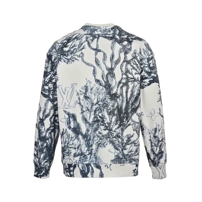 .Louis VuittonLouis Vuitton 23Fw Splashed ink vine print round neck sweaterAutumn and winter new, splash ink vine print round neck sweater, skin-friendly and comfortable, durable and wearable, customized 450 grams of the