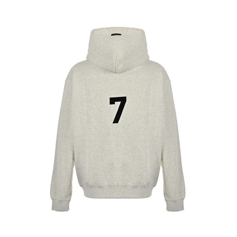 Fear of Fog Season 7 Mainline Flocked ABC Letter Hooded Sweatshirt.480g cotton long-staple cotton fabric threaded 1  1 cotton double-stranded Rowan grams of 680g oatmeal hemp gray for four strands of different yarns wove