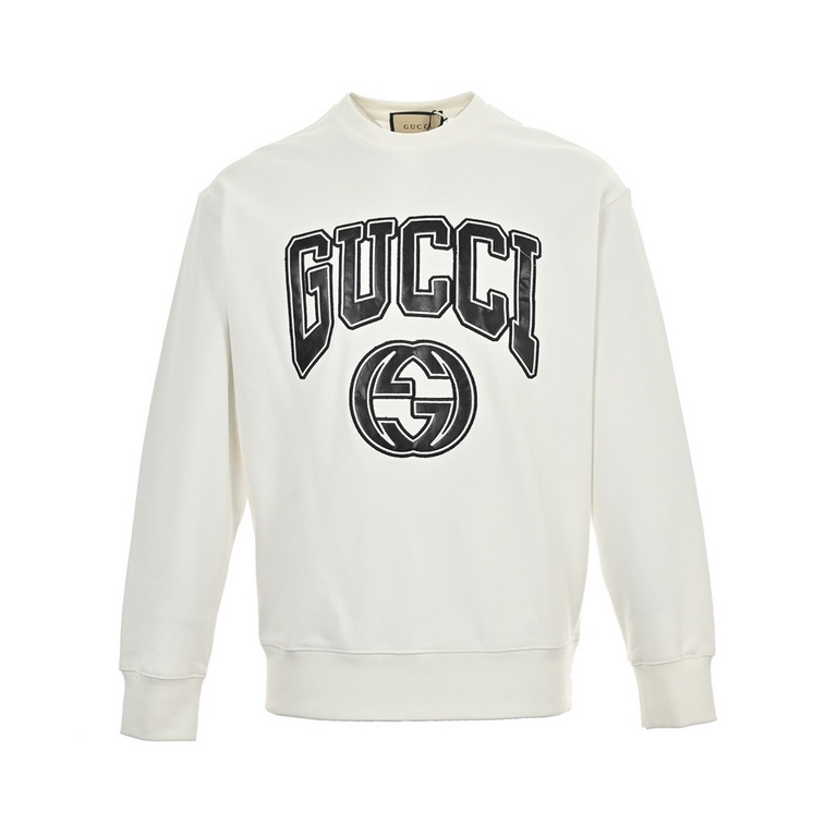 GucciGucci 23Fw Double G Patch Embroidered Crew Neck SweatshirtThe use of three-dimensional patch embroidery process, different from ordinary embroidery, fixed weave cotton sweater fabric, comfortable and breathable is n