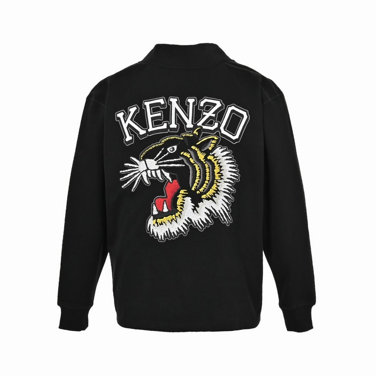 KenzoKenzo Takada 23Fw Back Tiger Head Embroidered Cardigan SweatshirtOriginal 3699 purchase, made of 480g high density cotton light fleece fabric, washed and pre-shrunk. The front and back panels are embroidered on an i