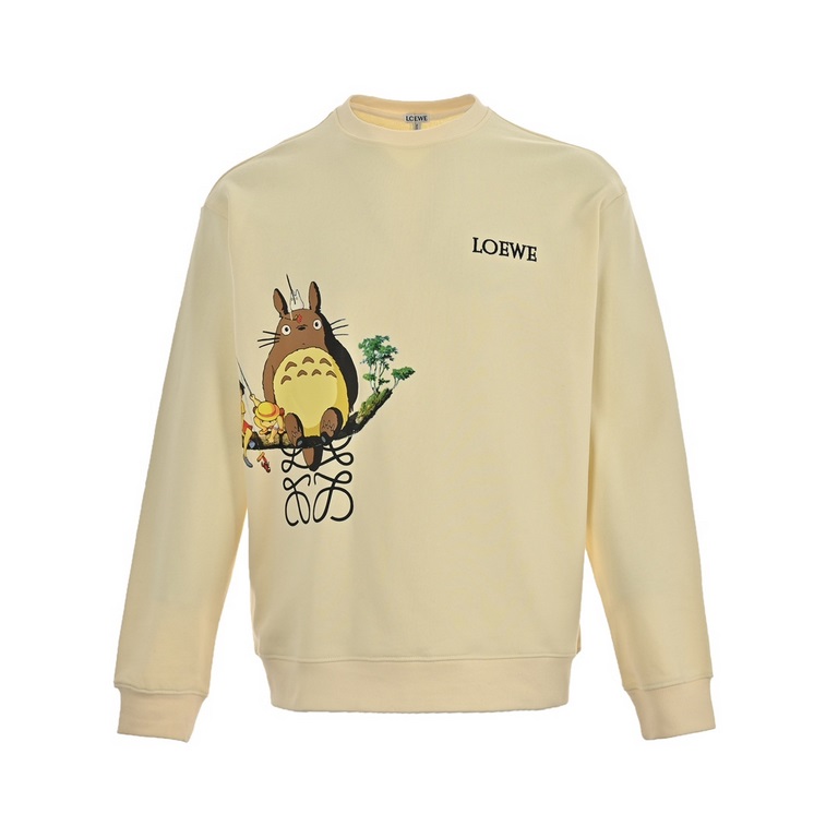 Loewe  Loewe Totoro Print Crew Neck SweatshirtMade of 400g washed terry fabric High-weight double yarn ribbed fabric is thick and breathable, the pattern has a lot of color use, colorful and layered. Adopt the latest ver