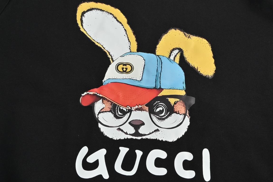 GucciGucci 23Fw Rabbit Print Crew Neck SweatshirtFabrics using 400 grams of cotton, customized 32 thread, garment two times at the wash, the fabric is comfortable and skin-friendly without strange feeling, custom-made dy