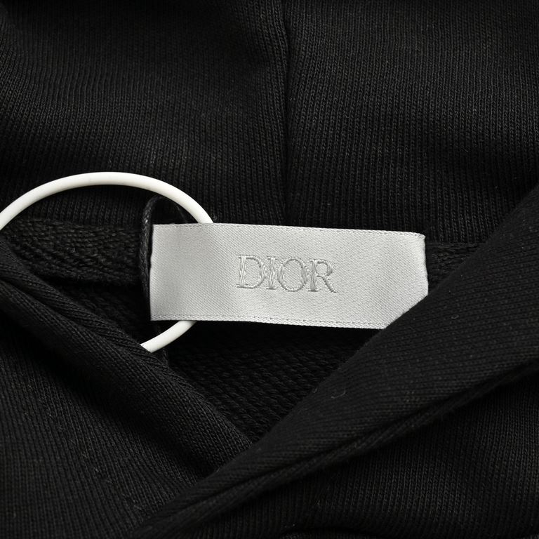 DiorDior 23Fw Runway Color Label Printed Hooded SweaterDiorDior 23Fw show models color logo printing hooded sweatshirtCotton terry double stranded sweater fabric, color dyeing fabric, ultra-fine flat screen printing proc