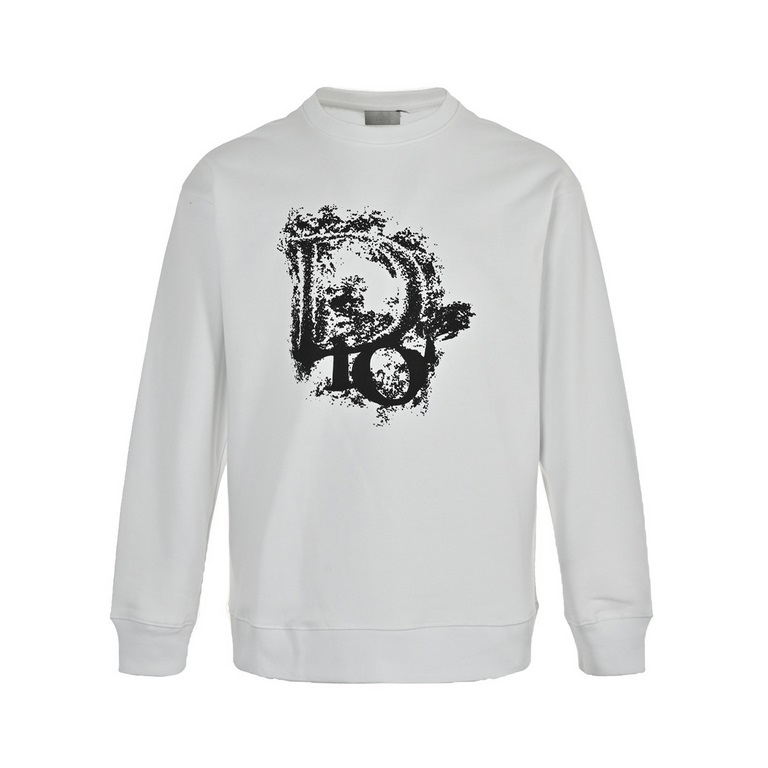 .Dior  Dior 23Fw splash ink letters printed round neck sweaterThe latest brand elements printed   customized 450 grams of terry double-strand fabric production, fabric feel solid, on the hands of a very classy fit soft a