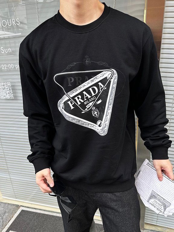 #PradaPrada 23Fw Triangle Label Printed Crew Neck Sweatshirt Top