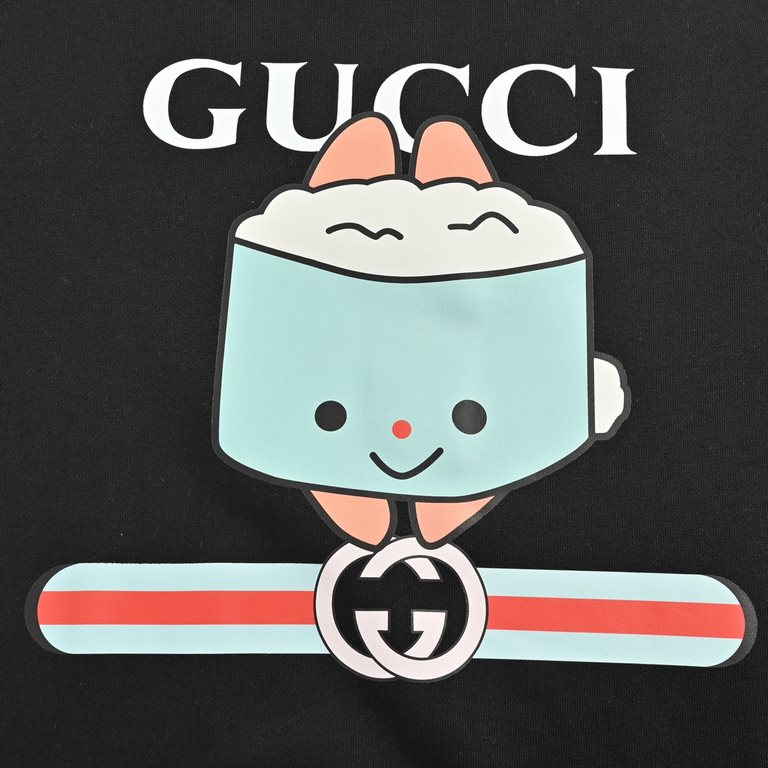 GucciGucci 23Fw cartoon letters printed round neck sweaterMarket high version of the fabric combed cotton sweater fabric weight up to 400 grams, printing using three-dimensional technology, high-density number of needles