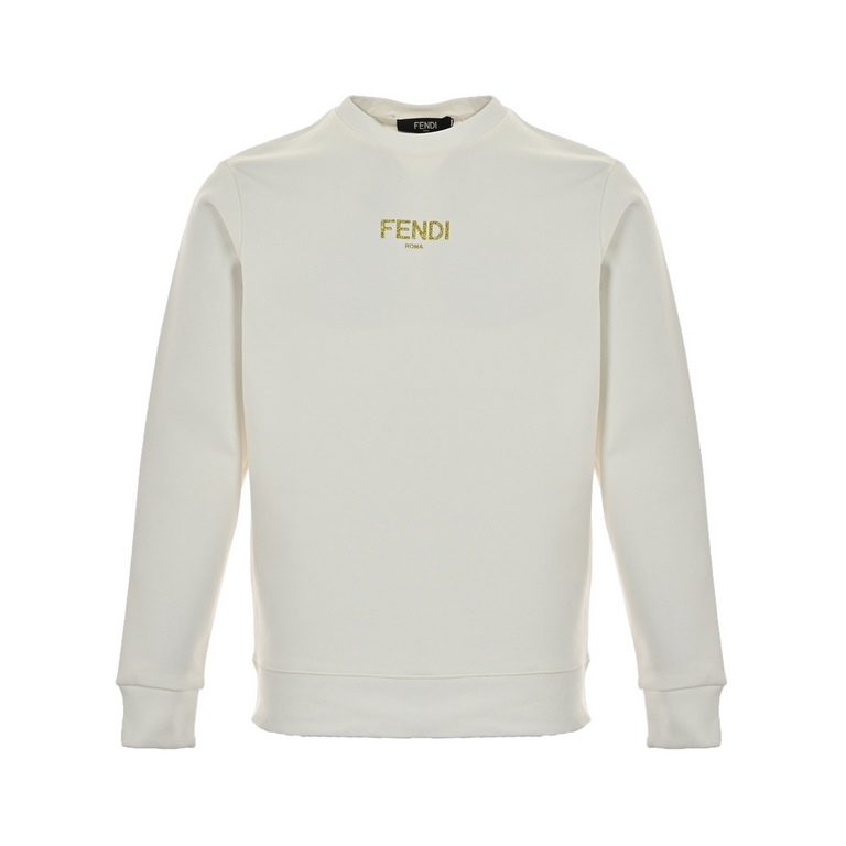 .Fendi 23Fw Hot Gold Letter Crew Neck SweatshirtCustom weaving 100% knitted cotton production, high grams of dense texture of the terry cotton fabric, comfortable and breathable body and has a soft touch on the skin, ver