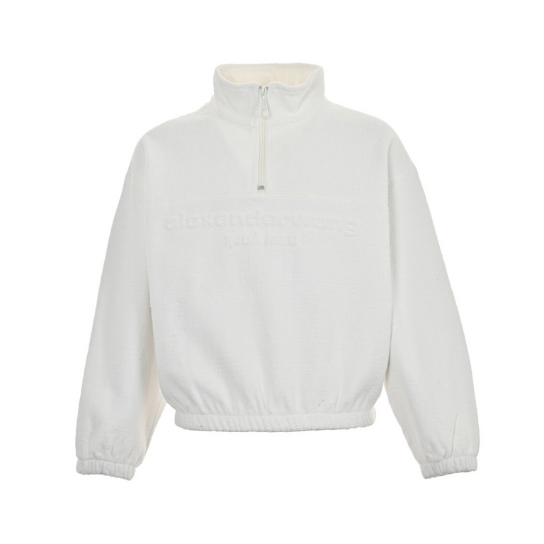 Alexander Wang Bump logo print half-zip plush sweaterYi yi yang chixi private clothes with alexanderwang as daily casual drop-shoulder version of the cut every place is a loose and casual portrayal of the cuffs of the th