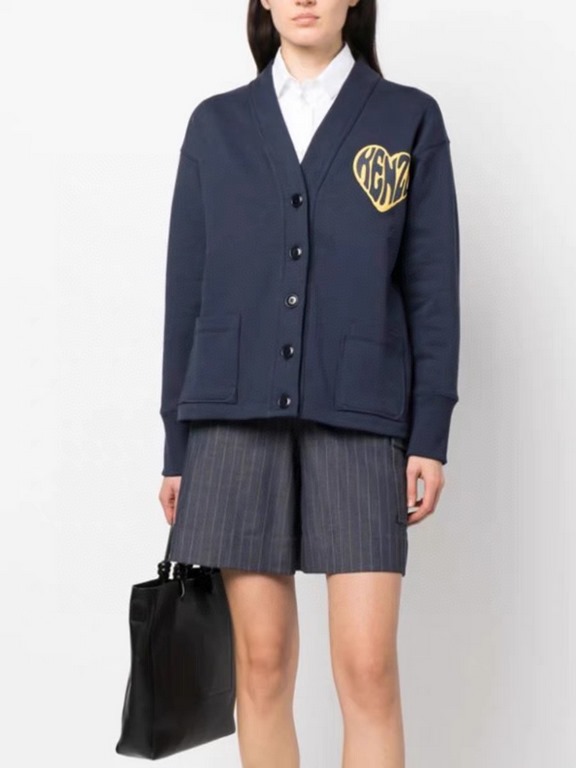 #KenzoKenzo Takada 23Fw HEARTS Big Heart Sweatshirt Cardigan Top