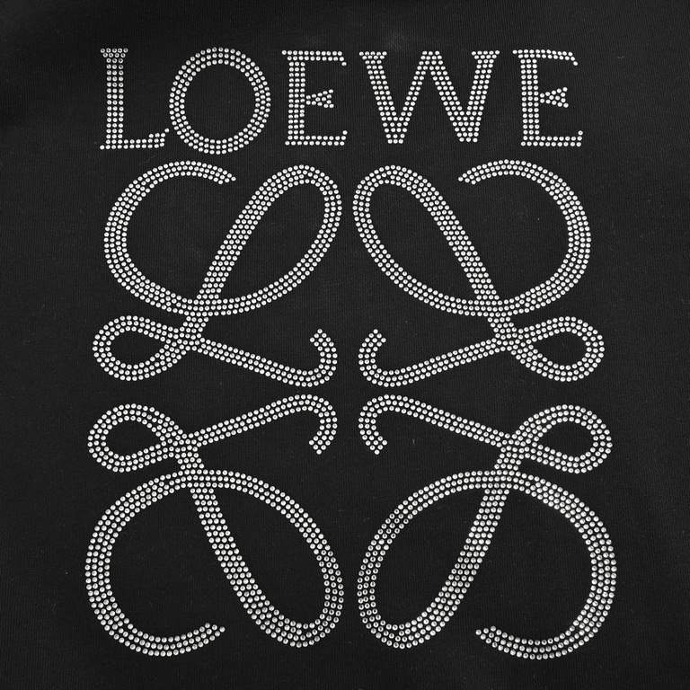 .LoeweLoewe 23Fw Hot Diamonds Round Neck Sweatshirt400g advanced combed cotton fabric counter collar label buyer level white thick plate hangtag original hang grain before and after are three-dimensional foam printing st