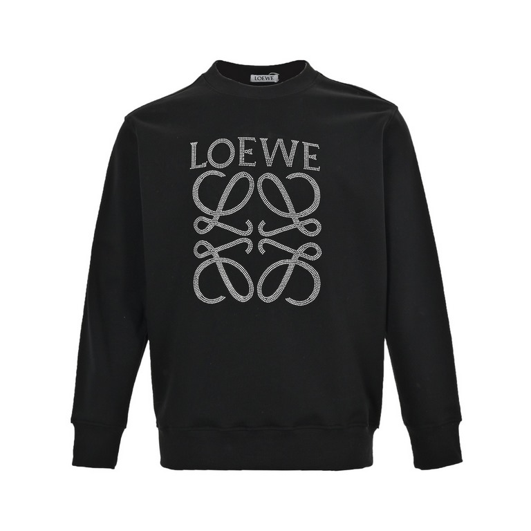 .LoeweLoewe 23Fw Hot Diamonds Round Neck Sweatshirt400g advanced combed cotton fabric counter collar label buyer level white thick plate hangtag original hang grain before and after are three-dimensional foam printing st