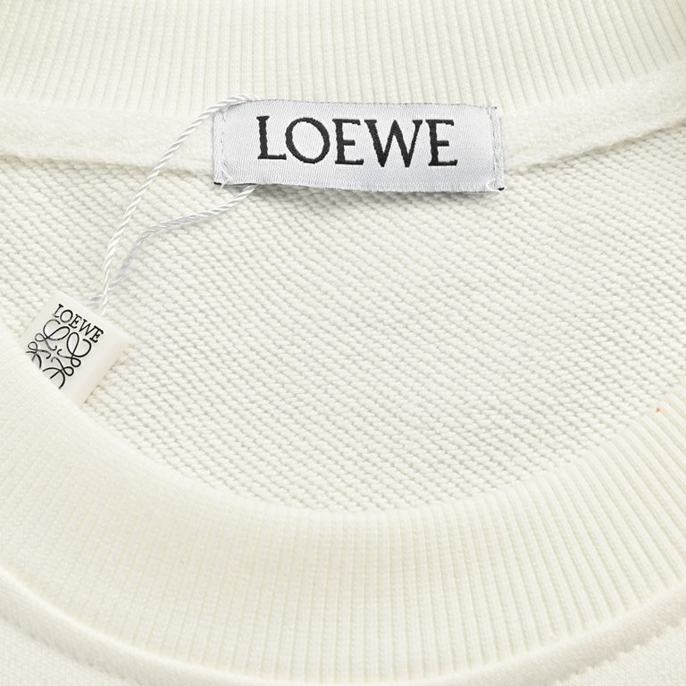 .LoeweLoewe 23Fw Hot Diamonds Round Neck Sweatshirt400g advanced combed cotton fabric counter collar label buyer level white thick plate hangtag original hang grain before and after are three-dimensional foam printing st