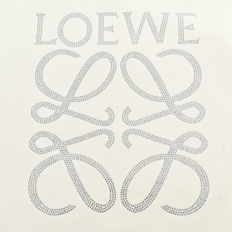 .LoeweLoewe 23Fw Hot Diamonds Round Neck Sweatshirt400g advanced combed cotton fabric counter collar label buyer level white thick plate hangtag original hang grain before and after are three-dimensional foam printing st