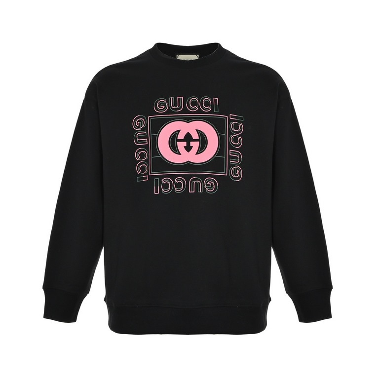 .GucciGucci 23Fw Pink Double G Monogram Print Crew Neck SweatshirtColorblocked double G letters print Large logo logo sophisticated upgrade.Original fabrics Official same model420 grams of double strand terry fabric with