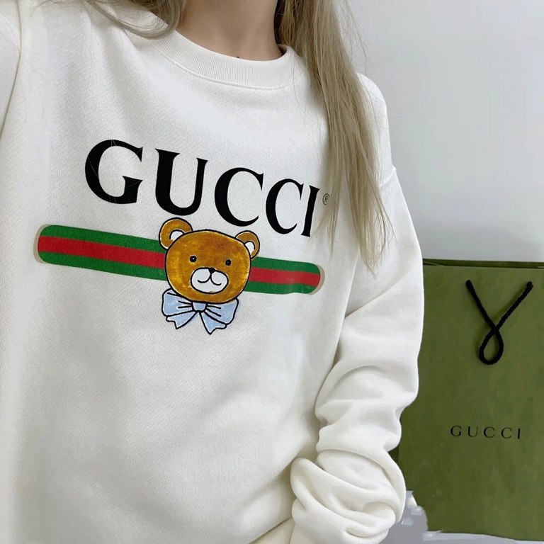 #GucciGucci 21Fw Belted Bear Print Crew Sweatshirt Top