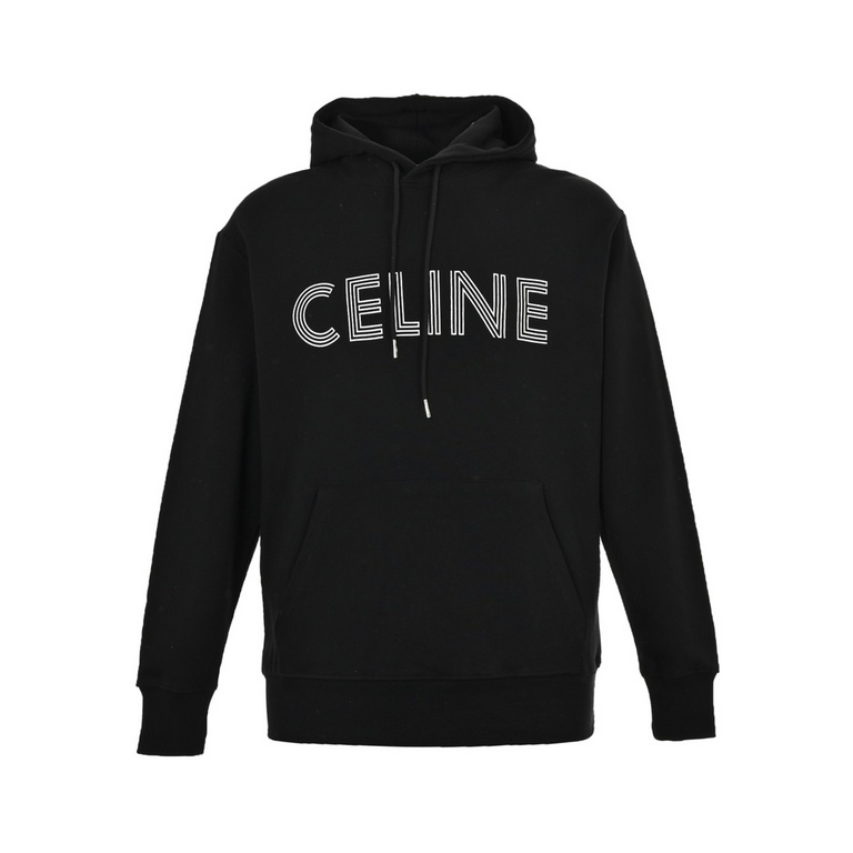 Celine 23ss capsule series letter hooded sweatshirt.This year's latest multi-layer LOGO printing, the fabric is made of cotton terry double-stranded sweater, the version of the hardware, printing using imported pulp, the