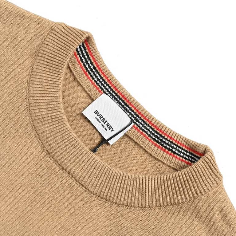 BurberryBurberry 22Fw Arm Patch Plaid Crew Neck SweaterHigh-quality wool blend fabric woven, fabric texture is solid, needle chiseling process exquisite density, extremely rich with wear skin-friendly feeling and warmth,