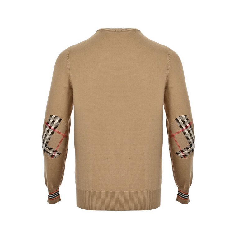 BurberryBurberry 22Fw Arm Patch Plaid Crew Neck SweaterHigh-quality wool blend fabric woven, fabric texture is solid, needle chiseling process exquisite density, extremely rich with wear skin-friendly feeling and warmth,