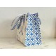 M22975 BlueOnTheGo Medium Season's newest addition to the Four Square Bags mommy bag collection, the OnTheGo Medium is made of coated canvas depicting a large Monogram pattern, then trimmed and lined with an intricate Mo